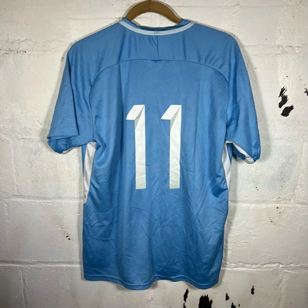MANCHESTER CITY ENGLAND 2017/2018 HOME FOOTBALL SHIRT JERSEY